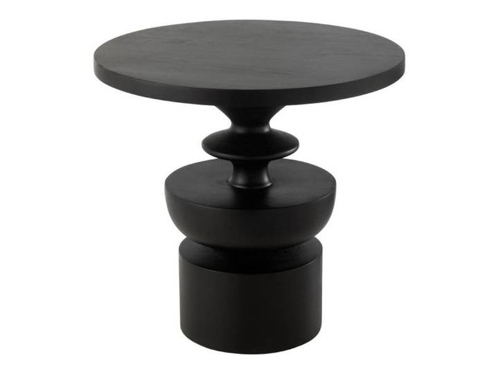 Table basse ronde design 48x48x46 cm en manguier noir
