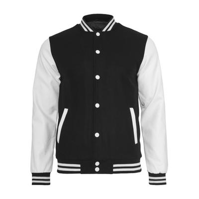 Allwetterjacke URBAN CLASSICS "Urban Classics Herren Oldschool College Jacket", Herren, Gr. S, schwarz, weiß, 50% Wolle, 50% Viskose, mehrfarbig, normal, amerikanischer Ausschnitt, Jacken