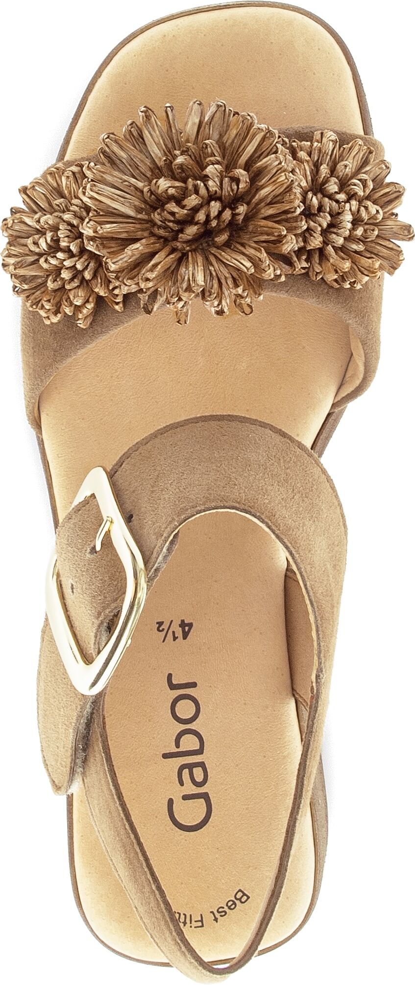 Sandalette GABOR, Damen, Gr. 36, Leder, braun (nussbraun), Ziegenveloursleder, unifarben, Schuhe Sandalette, Sommmerschuh mit Plateau und Absatz in Holzoptik nussbraun 36, Leder