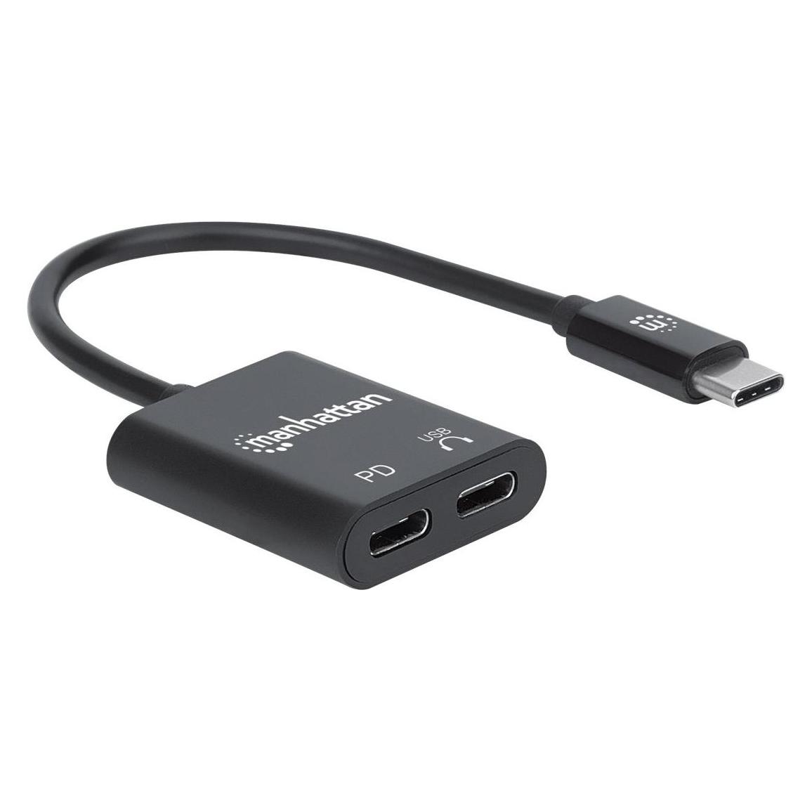 Manhattan USB-C Stecker auf USB-C Audioport und USB-C Power Delivery PD-Port (153348)