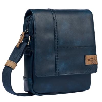 Umhängetasche CAMEL ACTIVE "Laos", Damen, Gr. B/H/T: 21cm x 27cm x 7cm, blau, Polyurethan, Polyurethan (PU), Retro, beschichtet, kontrastfarbene Details, leichte Abriebeffekte, Taschen Umhängetasche, praktisch funktionaler Alltagsbegleiter mit...