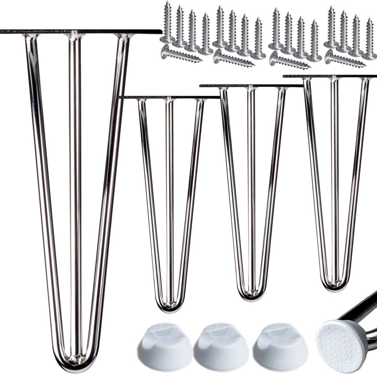 Set van 4 chroom haarspeld tafelpoten van 40 cm voor je meubels of tafelframe