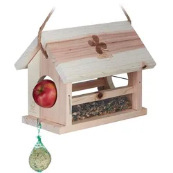 Relaxdays Vogelfutterhaus aus Naturholz Hellbraun