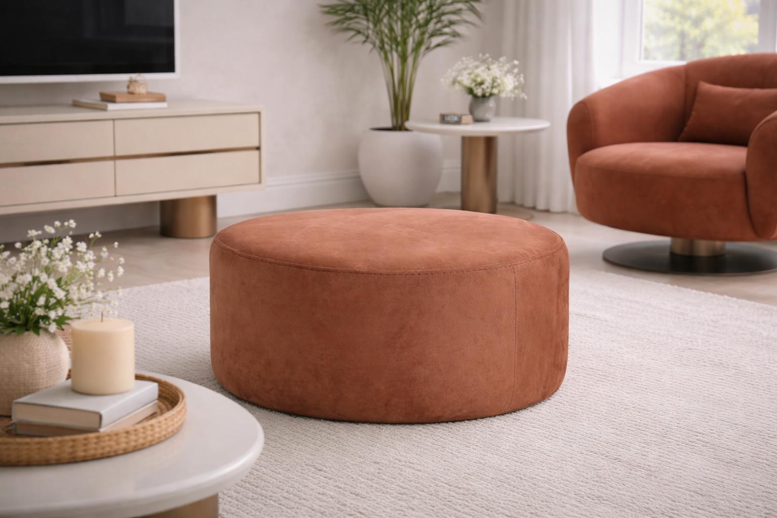 Eleganter Pouf im minimalistischen Design mit weichem Stoff Hochwertige Möbel