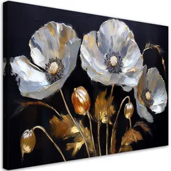 WANDBILD mohnblumen glamour silber