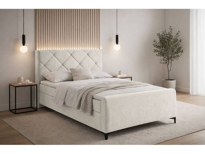 Boxspringbett mit Bettkasten 120 x 200cm Microfaser Wiam Beige