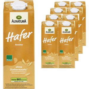 Alnatura Haferdrink aus deutschem Hafer, BIO, ohne Zuckerzusatz, je 1 Liter, 8 Stück