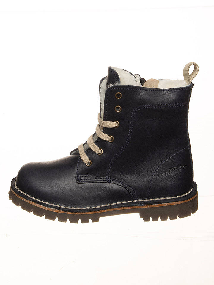 POM POM Leder-Boots in Dunkelblau - 33