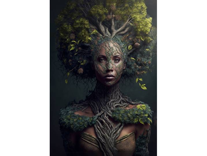 Leinwandbild AFFENGEILEBILDER Treewoman by Catill auf Keilrahmen gespannt , farbe bild(er): grün,hellgrün,dunkelgrün,braun, B:80cm H:120cm T:2cm, Leinen, Bilder, Leinwandbild, Kunstdruck Wandbild Bild in verschiedenen Formaten