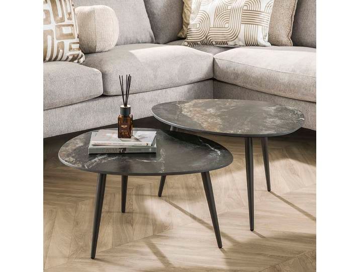 Couchtisch Set Vola , 2-teilig , Keramik , schwarz
