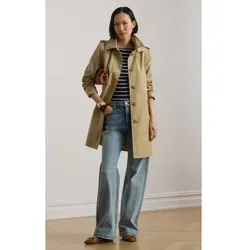Lauren Ralph Lauren für Damen. 297967121002 Beiger Mantel im Schottenstil aus Baumwollmischgewebe (XL), Lässig, Baumwolle
