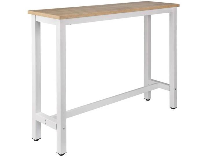 WOLTU 1 x Table de bar Table de bistrot Table à manger Structure en métal Plateau en MDF 140x40x100 cm Chêne Clair