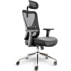 LUTIVO Bürostuhl AlphaSeat, schwarz, Stoff / Netz, mit Kopfstütze, bis 150 kg