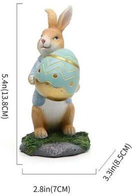 Multisell Products Hub Resin Rabbit Easter Decorations, Hand Painted With Carrots & Egg egg