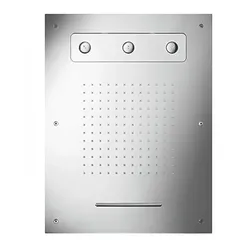Herzbach Deckeneinbaubrause 630mm x 480mm Regen/Spin-Jet/Schwall poliert , 11.630480.2.01 11.630480.2.01