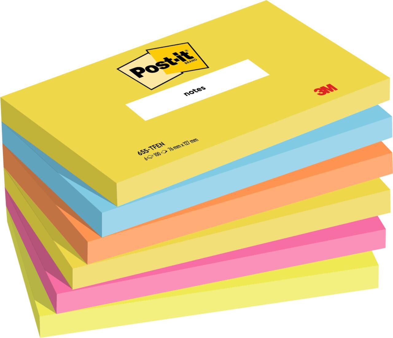 POST-IT Notes Energetic 76x127mm 6/fp