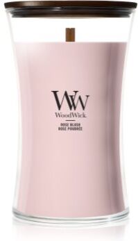 Woodwick Rose Blush vela perfumada com pavio de madeira 610 g. Rose Blush
