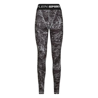 Leggings PLEIN SPORT "Sportleggings", Damen, Gr. XL, US-Größen, schwarz (02, schwarz), Obermaterial: 90% Polyester, 10% Elasthan, Hosen Leggings