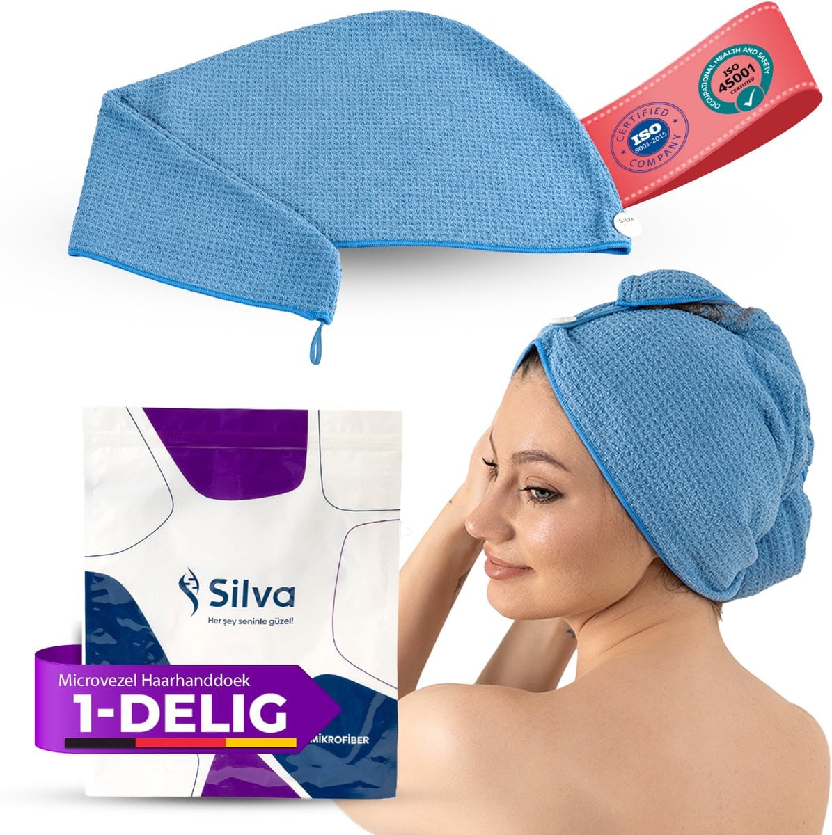 Silva Haarhanddoek van Microvezel - Blauw