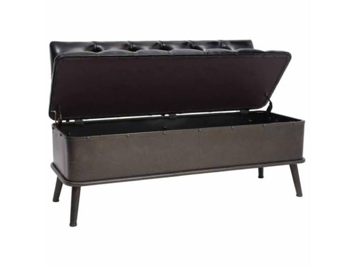 GKHPYURE Sitzbank mit Rückenlehne 110 cm schwarz Kunstleder Aufbewahrungsbox, Wohnzimmer-Sitzsack, gepolsterter Sitz, Beine aus Stahl, MDF und mehrschichtiges Holz