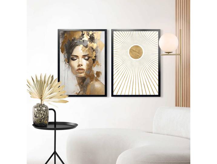 Bilderrahmen REINDERS Poster 50x70 schwarz , gold (schwarz), Bilderrahmen, B/H/T: 53,5cm x 73,5cm x 2cm, MDF, Bilderrahmen, Wohnzimmer - Schwarz - MDF - Kein Thema - 53,5x73,5 cm, B:53,5cm H:73,5cm T:2cm