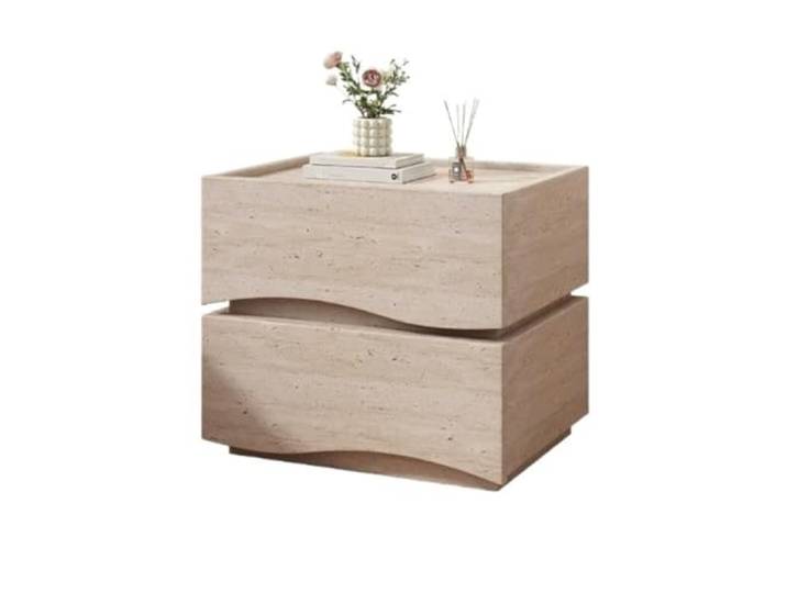 Nachttisch mit Schublade Nachttisch mit Steinmuster for den Heimgebrauch Multifunktionaler Nachttisch(Beige,Klein)