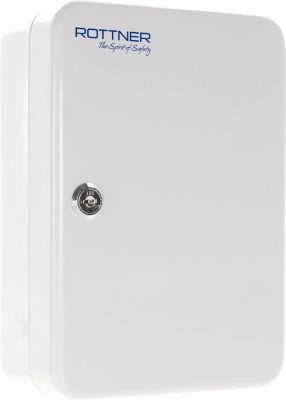 Rottner Schlüsselkassette SK 10, Zylinderschloss, für 10 Schlüssel, B 180 x T 85 x H 250 mm, Stahl, lichtgrau