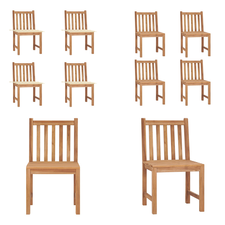 vidaXL Gartenstühle 4 Stk. mit Kissen Massivholz Teak - Gartenstuhl - Gartenstühle - Holz-Gartenstuhl - Holz-Gartenstühle