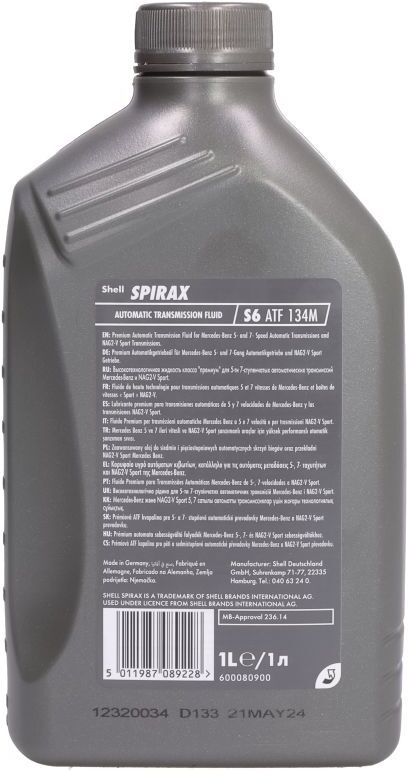 Getriebeöl SHELL 550059433 Spirax S6 ATF 134M 1L