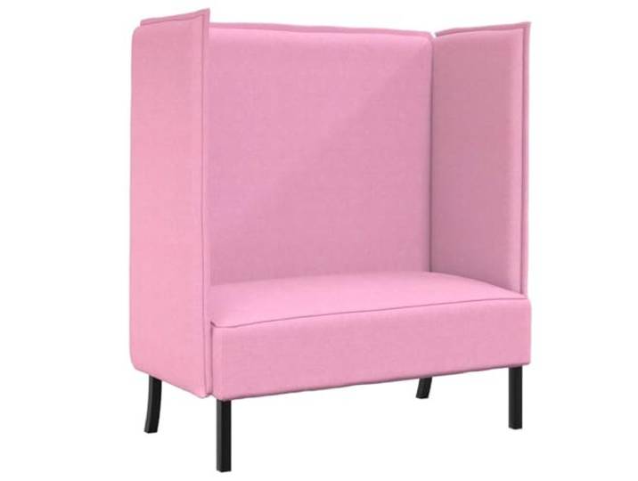 KUTYWEXFM Hochlehner Sofa 2-Sitzer Rosa Stoff 109x56x121cm Kompakte Couch mit hoher Rückenlehne für Lärmschutz und Privatsphäre in Büro, Lobby oder Co-Working-Bereich.