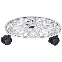 WAGNER Pflanzenroller ANTIK Ø 29 x 6,5 cm, außen & innen, Gusseisen, weiß, Bremsen, Tragkraft 50 kg - 20092301