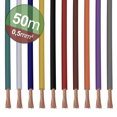 Quadrios 22CW004 Litzensortiment 1 x 0.5mm² Weiß, Blau, Braun, Orange, Grün, Gelb, Grau, Violett, Schwarz, Rot 1 Set