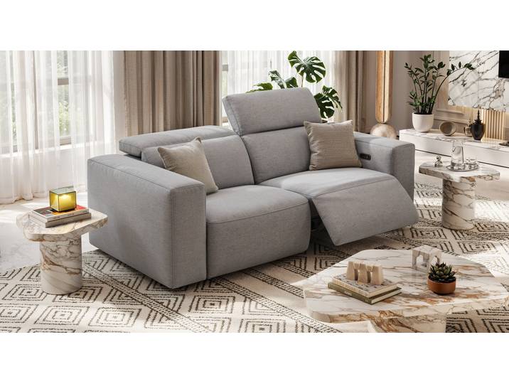 Funktionssofa ROMA 2-Sitzer Stoff Relaxsofa Zweisitzer Couch elektrisch verstellbar