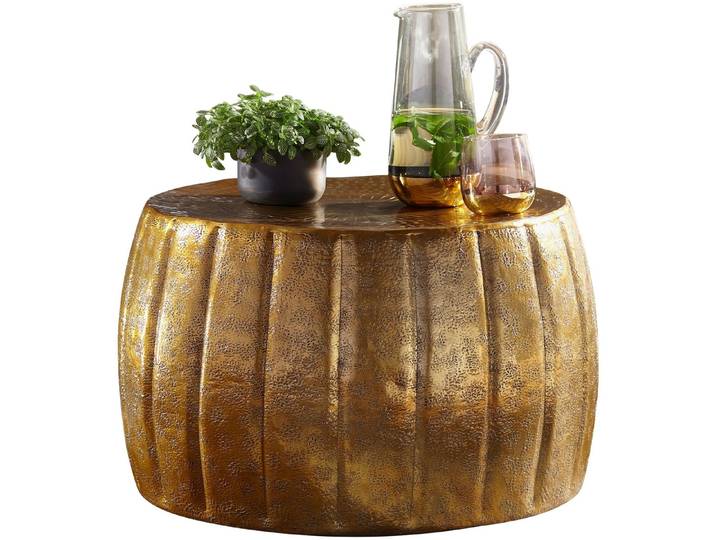 moebelfaktor Couchtisch Ansager, Aluminium, rund, Ø 60 cm, gold, Wohnzimmertisch