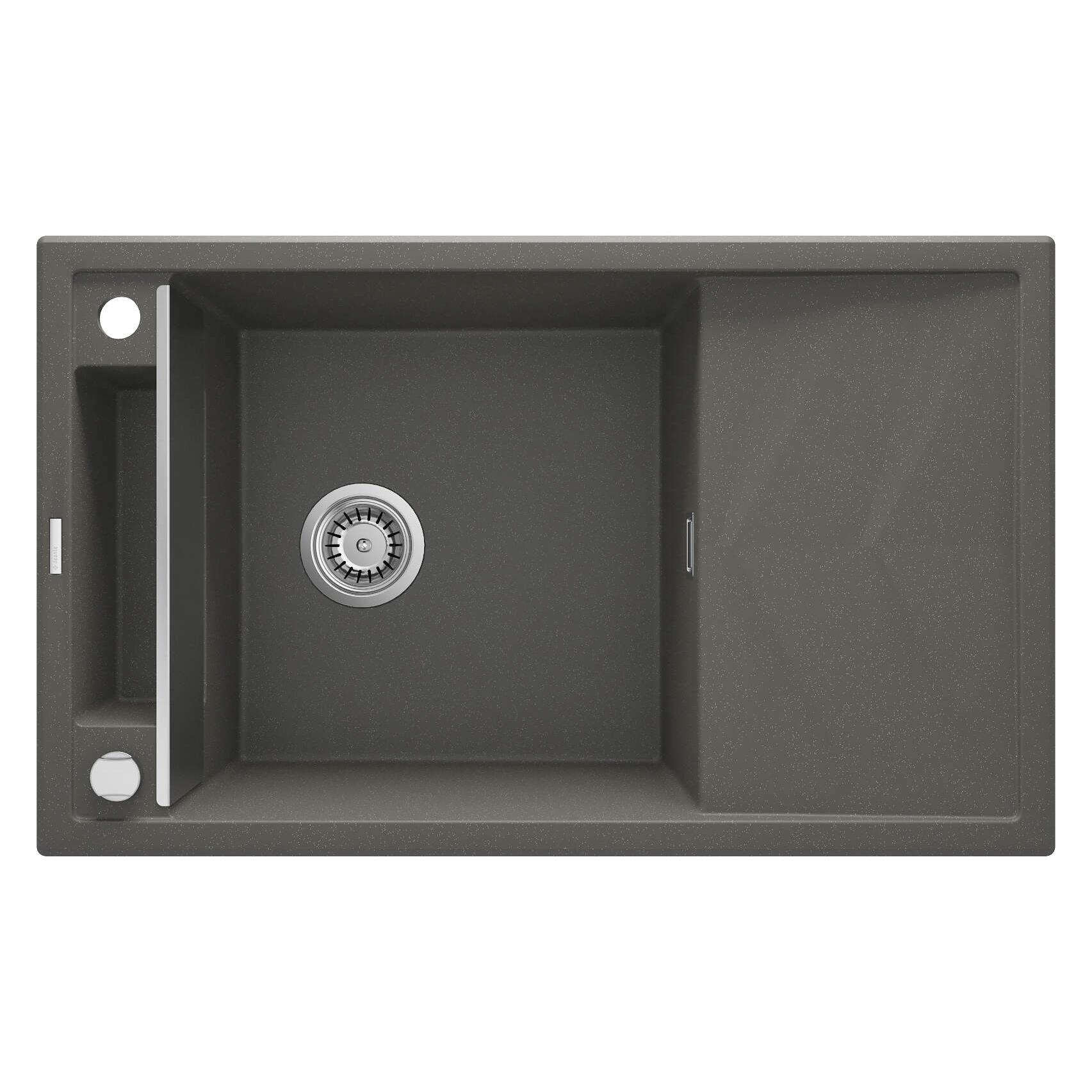 Magnetische Granitspüle mit 1 Becken und Abtropffläche (59 cm) (ZRM T113)