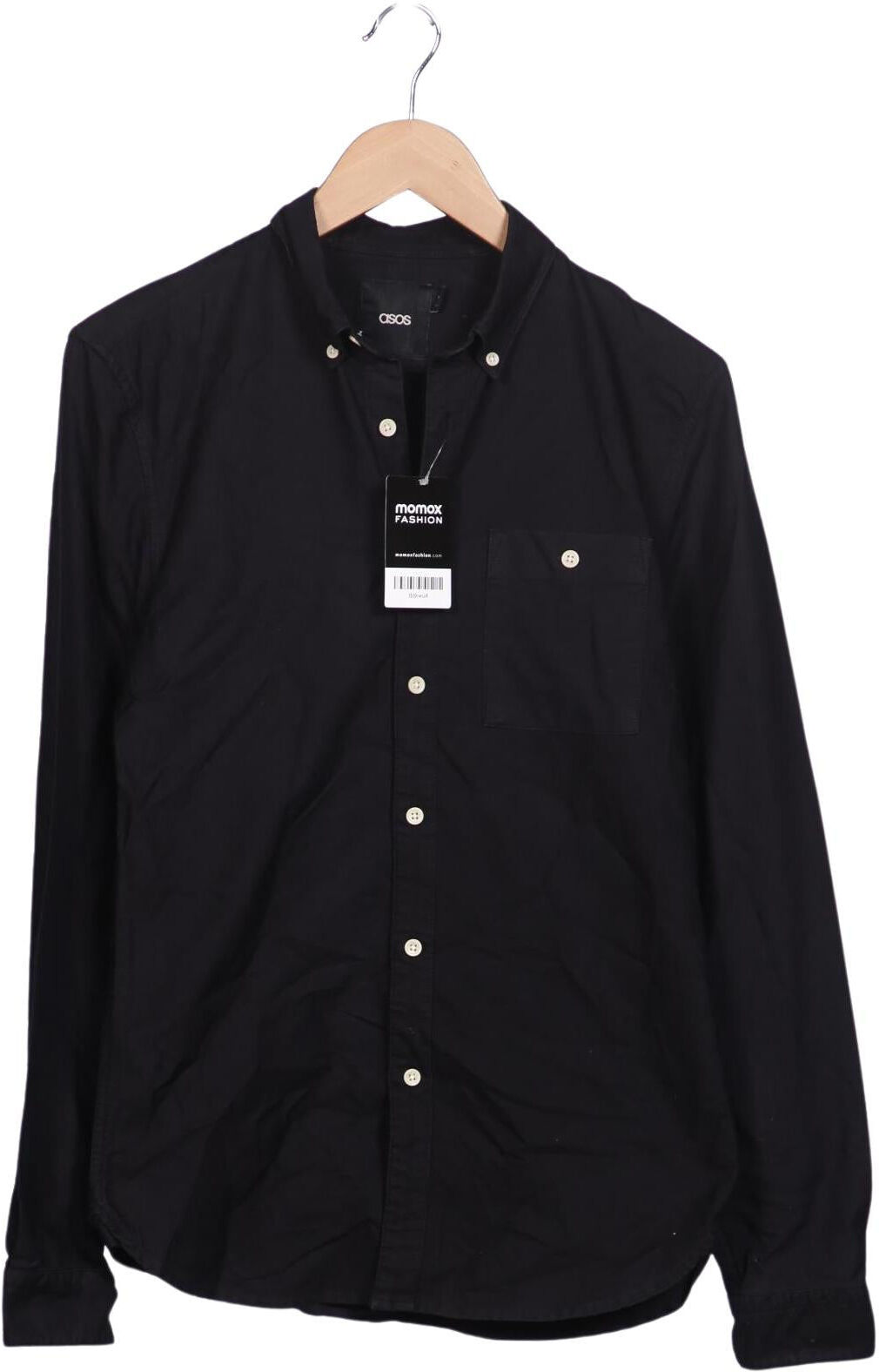 asos Herren Hemd, Schwarz, Gr. S, Baumwolle - Second Hand