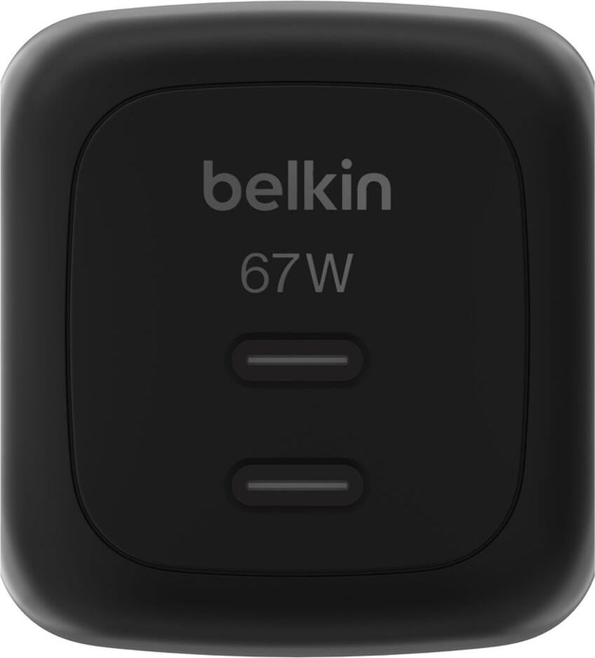 Belkin Dual USB-C oplader, 67W PD + PPS, zwart - WCH020kqBK