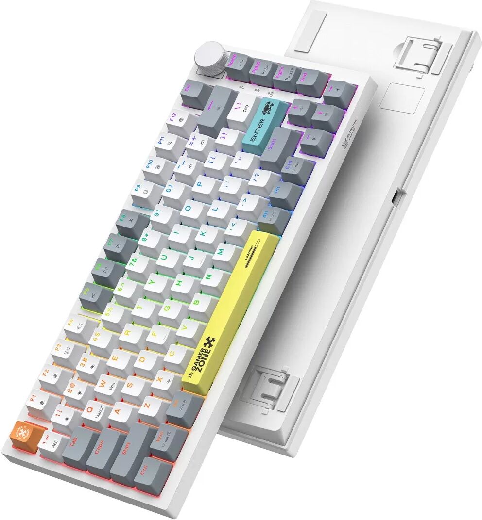 INF G52 Clavier mécanique filaire 82 touches avec switches Star Pink, 18 modes RGB, Anti-Ghosting complet (NKRO), USB Type-C, Blanc
