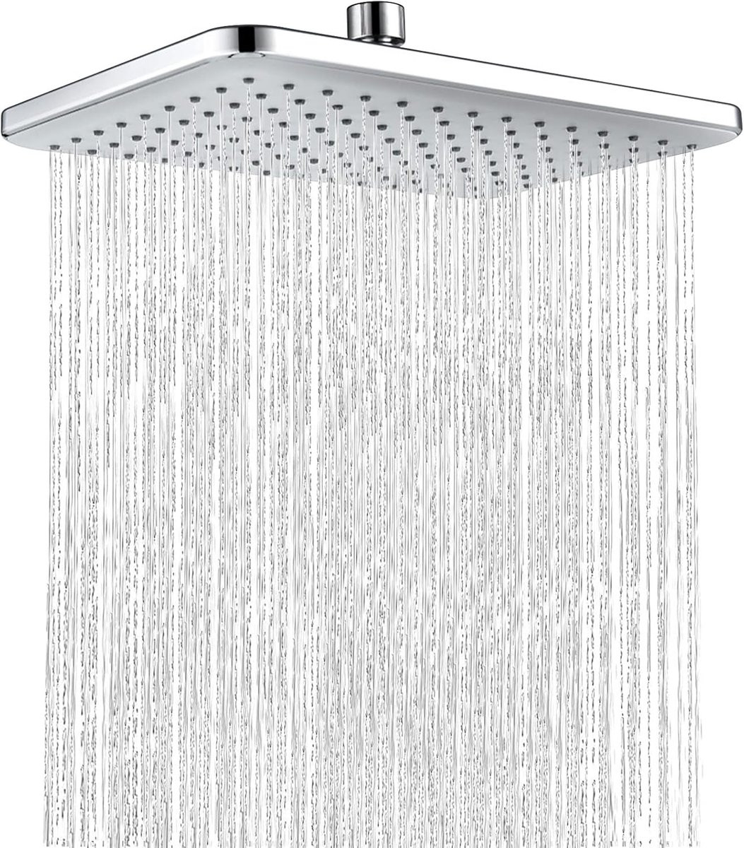 Moderne vierkante regendouchekop van roestvrij staal in chroom/zilver, waterbesparend overhead model