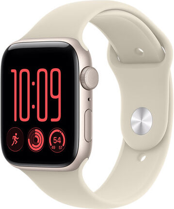 Apple Watch SE (3nd generation) SE 3 GPS, Cassa 44 mm in alluminio galassia con Cinturino Sport sabbia - S/M