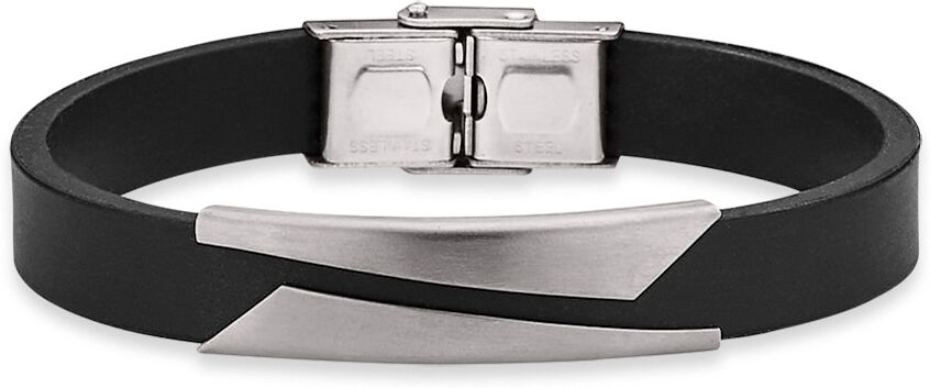 Armband BRUNO BANANI "Schmuck Geschenk Lederarmband" Gr. 20,5, grau (schwarz, edelstahlfarben), Armbänder, 20,5, Edelstahl Kautschuk, Edelstahl, Kautschuk, Armband