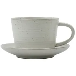House Doctor Kaffeetasse mit Untertasse Pion, Grau/ weiß