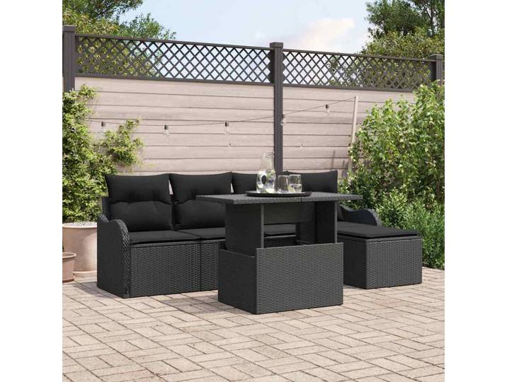 vidaXL Gartensofa-set 6 stk. Schwarz [Synthetisch]: Polyrattan