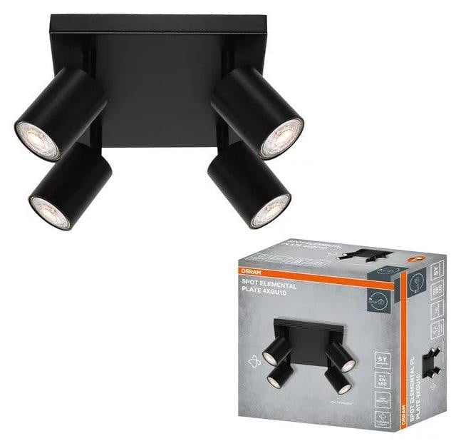 Osram Elemental LED inbouwspot, 4x GU10, vierkant, plat model