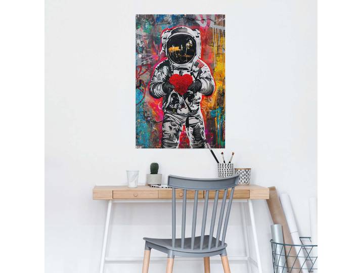 Affiche Astronaute graffiti Papier Multicolore 61 x 92 x 0cm