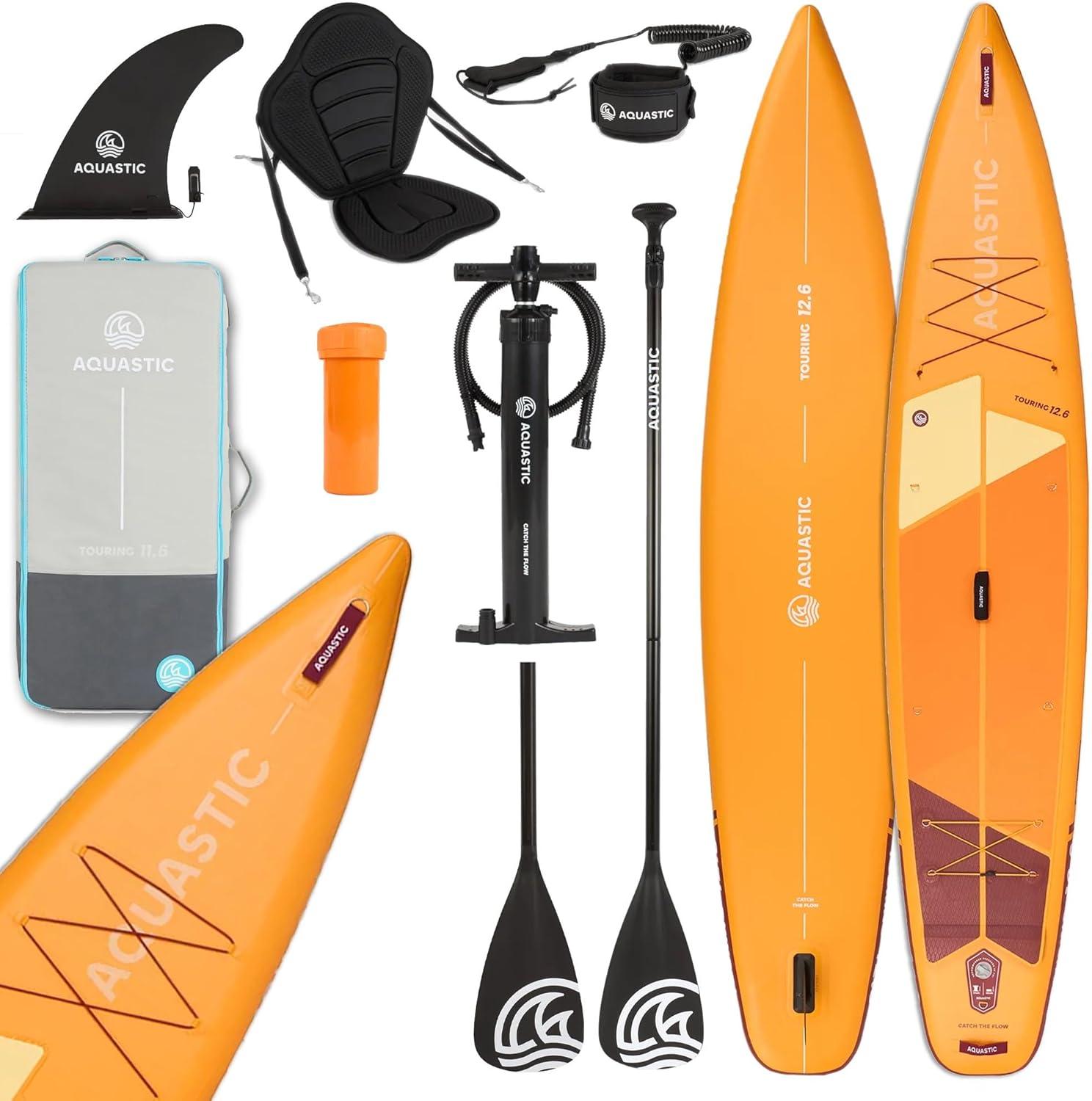 Ein aufblasbares SUP-Board für Touren, das durch seine zusätzliche Länge und hohe Tragfähigkeit ideal für längere Fahrten geeignet ist