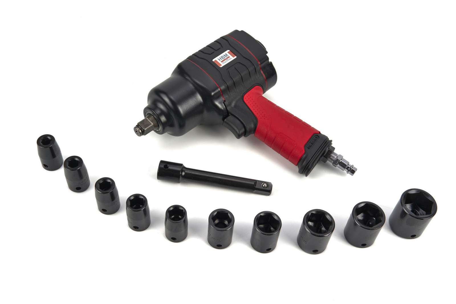 HBM professionele slagmoersleutelset 1/2 inch van composietmateriaal 800 Nm