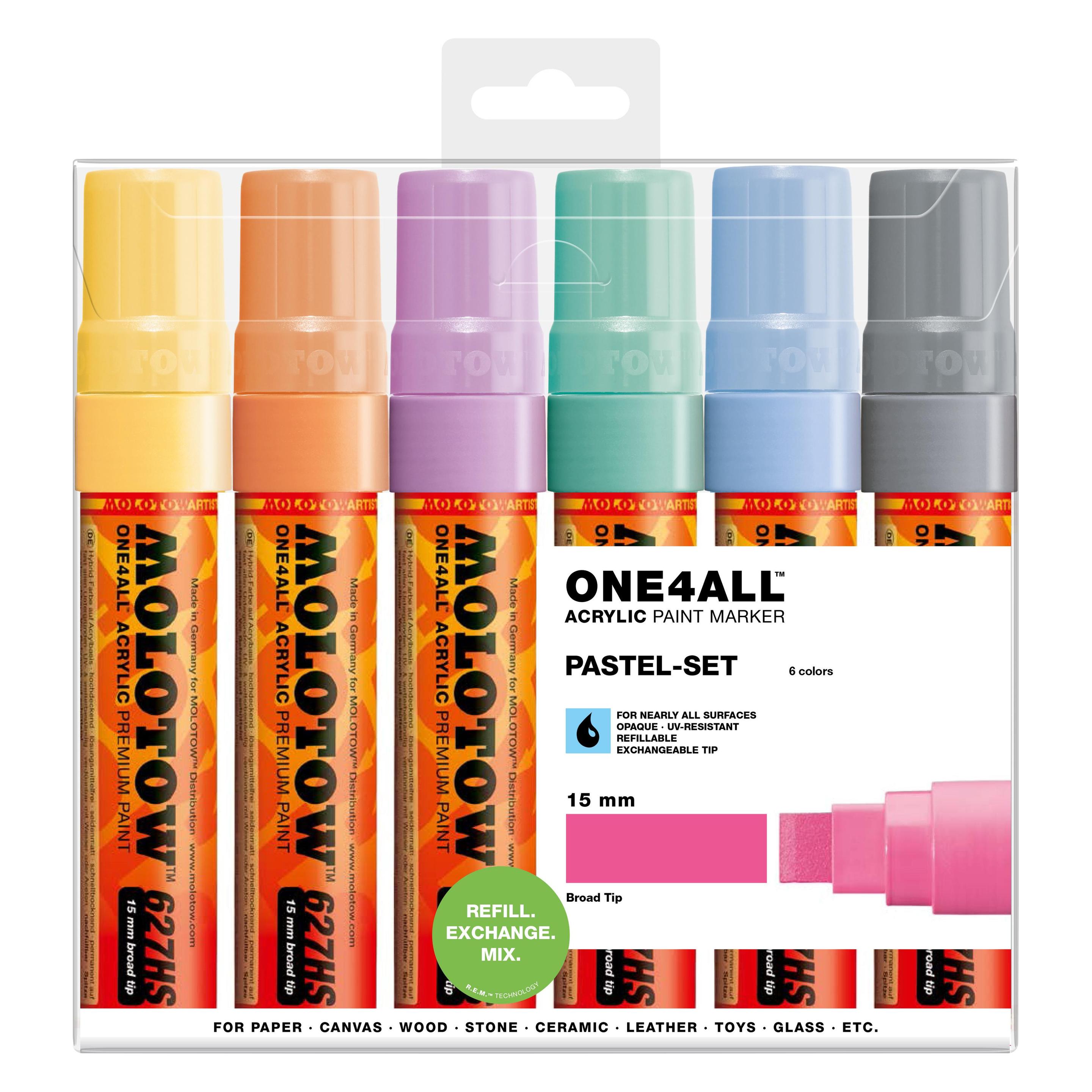 Molotow Permanentmarker One4All 627 HS nachfüllbar 15mm sortiert VE=6 Stück (6x) (MO200461)