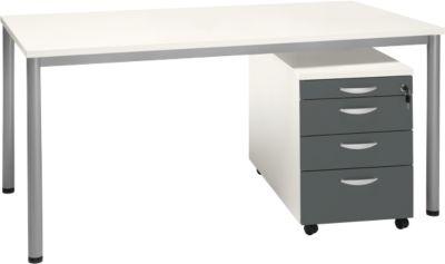Komplettset NEVADA, Schreibtisch B 1600 mm, Rundrohrfuß