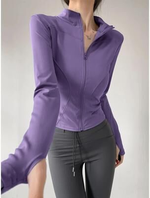 Uplifted Goods Quick Drying Sports Coat Women Long Sleeve Top purple s